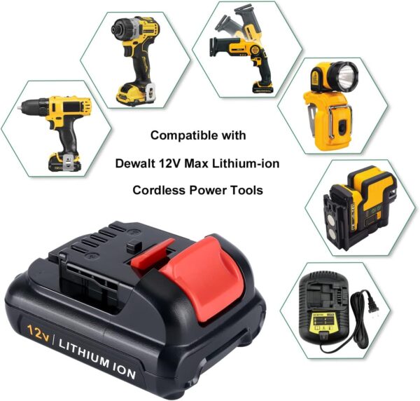 2-Pack Dewalt 12V 3Ah Max Lithium Ion Battery Replacement - Image 3