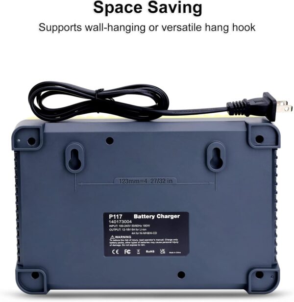 P117S 18V Fast Dual Charger Compatible with Ryobi 12V-18V ONE+ Battery - Image 3