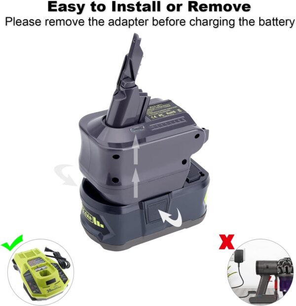Dyson V7 Adapter Ryobi 18V Battery for Dyson Cordless Vacuum Cleaner - Image 3